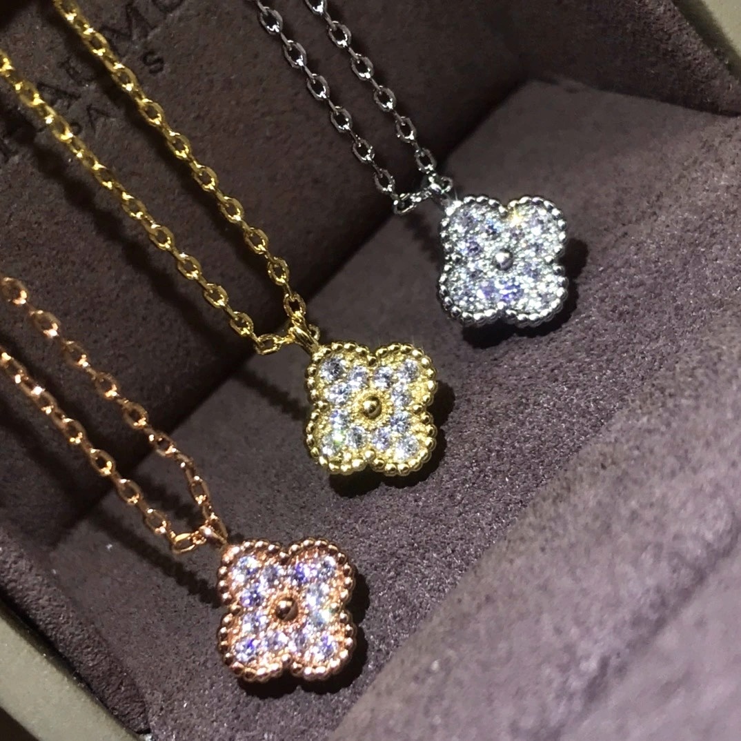 18k滿天星mini四葉草”激光鑽高奢定製項鍊