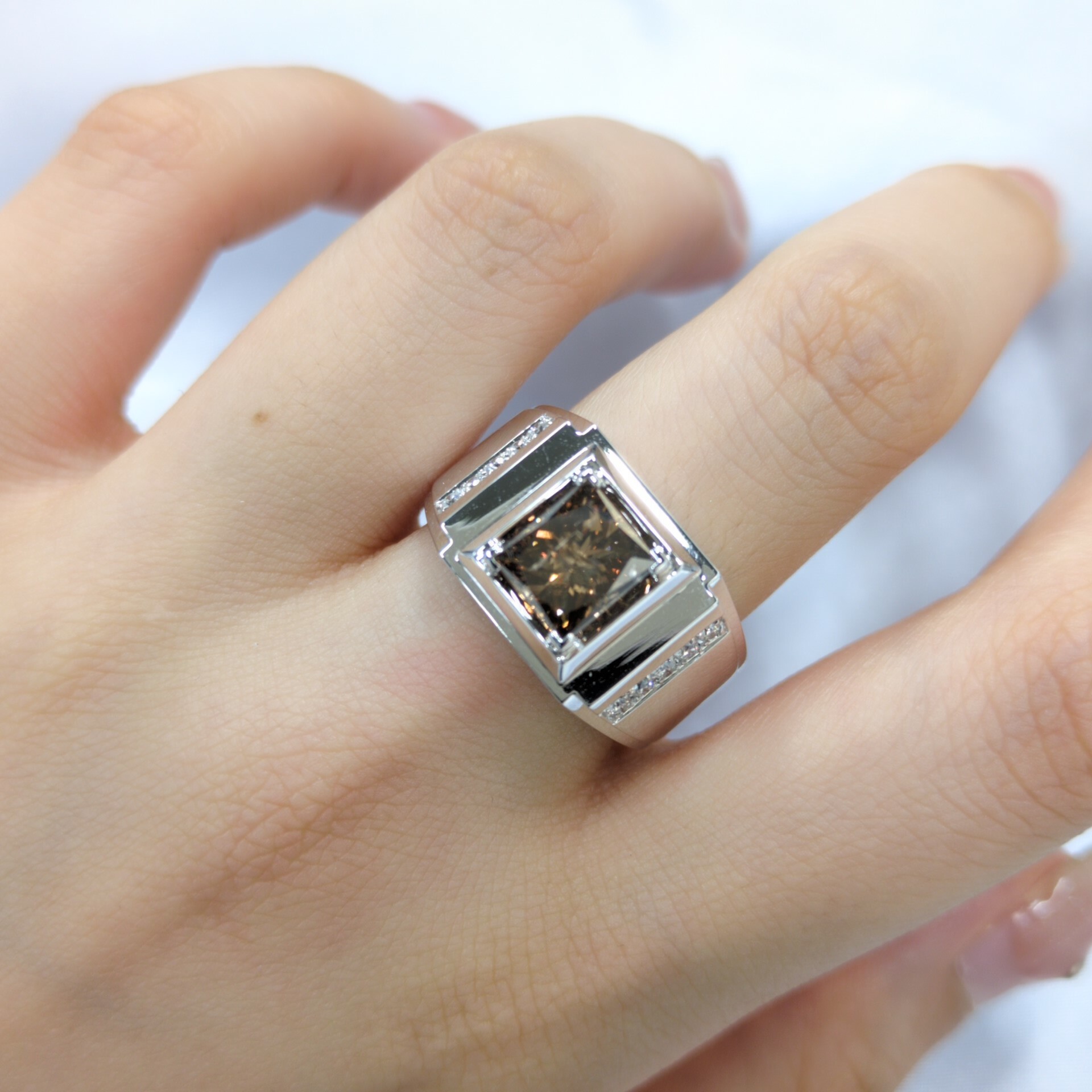 18K White Gold 1.98ct Fancy Brown Diamond Ring