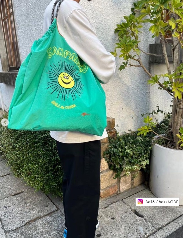 Ball＆Chain 刺繡環保購物袋 L號 - 綠 (31410278)