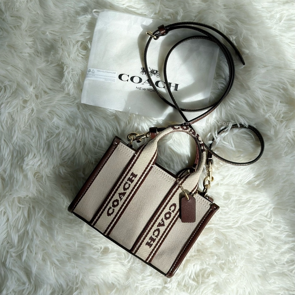 COACH SMITH迷你托特手袋 斜背包 肩背 拼色帆布