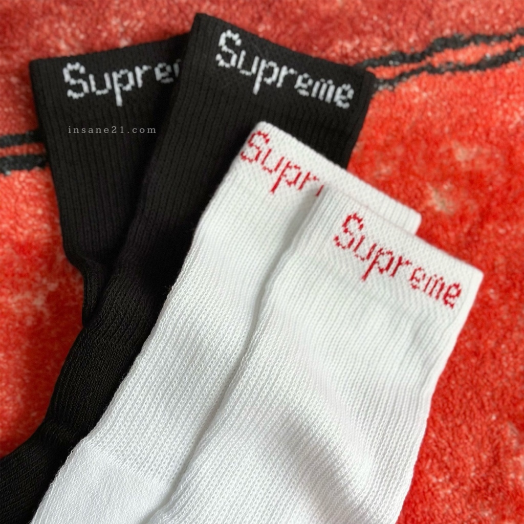SUPREME  / HANES CREW SOCKS 長襪 黑//白 襪子