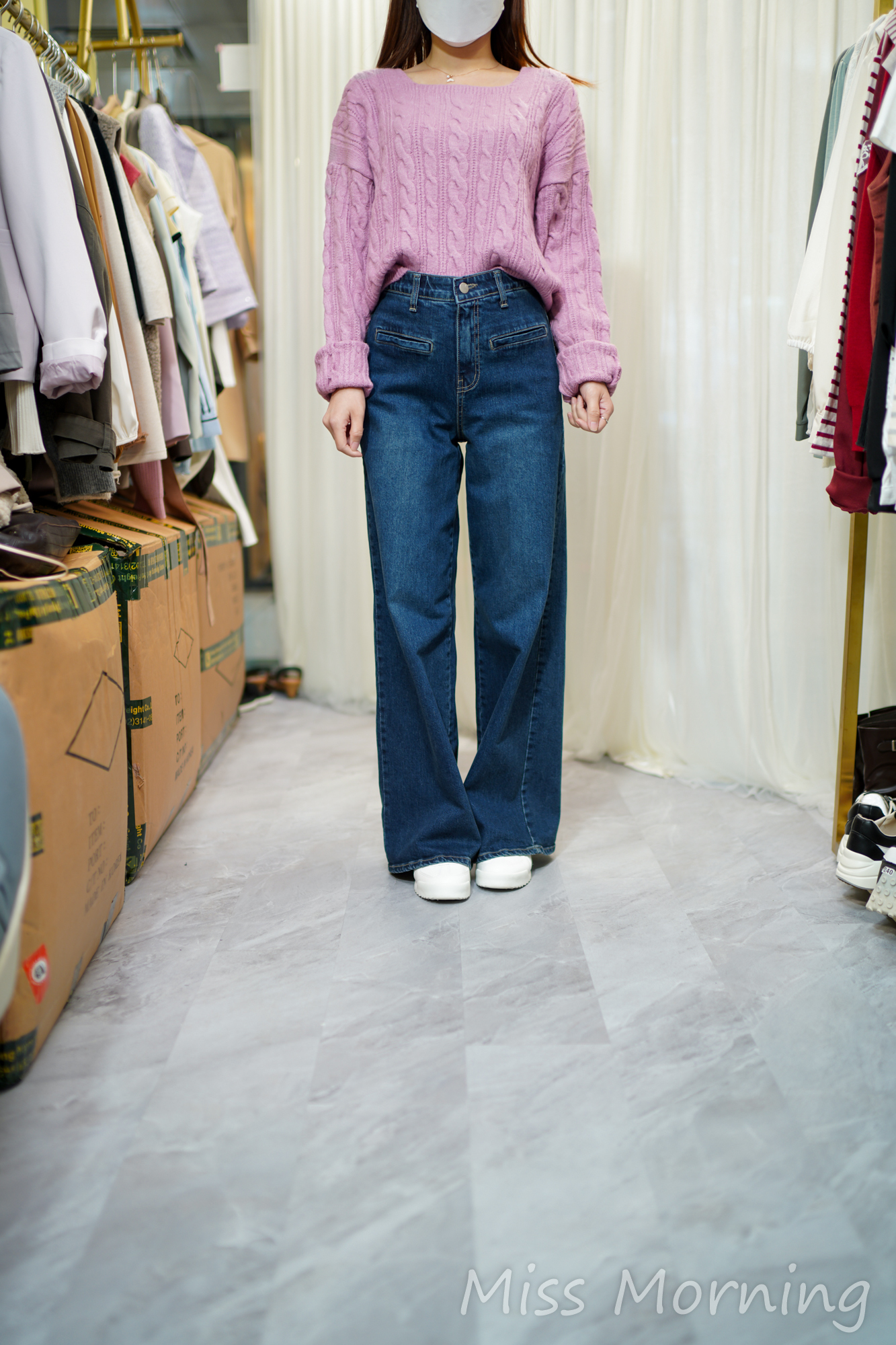 方領麻花扭紋針織上衣(14212)