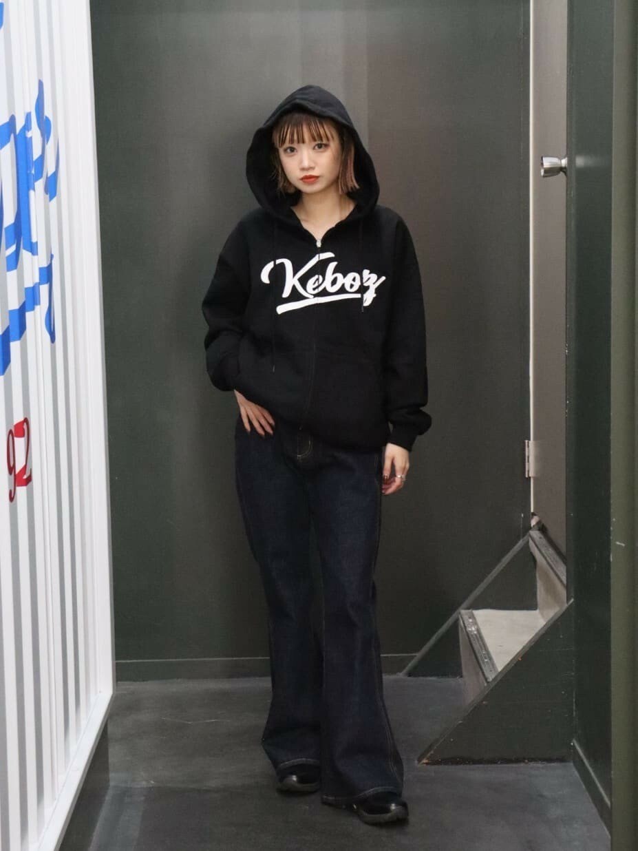 KEBOZ - ICON LOGO SWEAT FULL ZIP HOODIE / BLACK