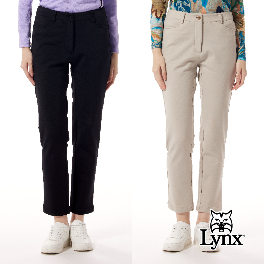 【Lynx Golf】日本進口布料保暖簡約LOGO夾標窄管九分褲