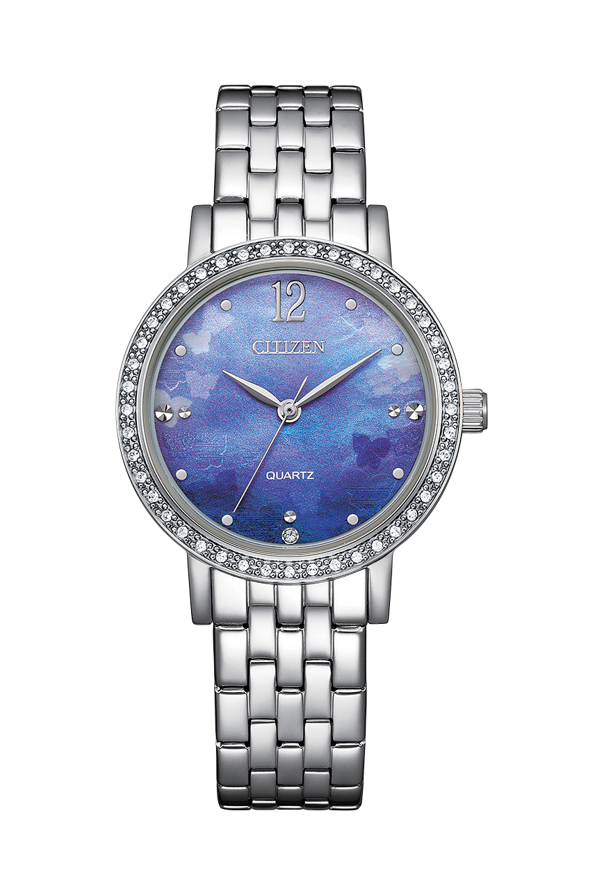 星辰 Citizen Quartz Beginning Blue 31mm watch 珍珠貝殼錶盤鑲鑽錶圈不銹鋼錶帶石英女士手錶 EL3100-55N