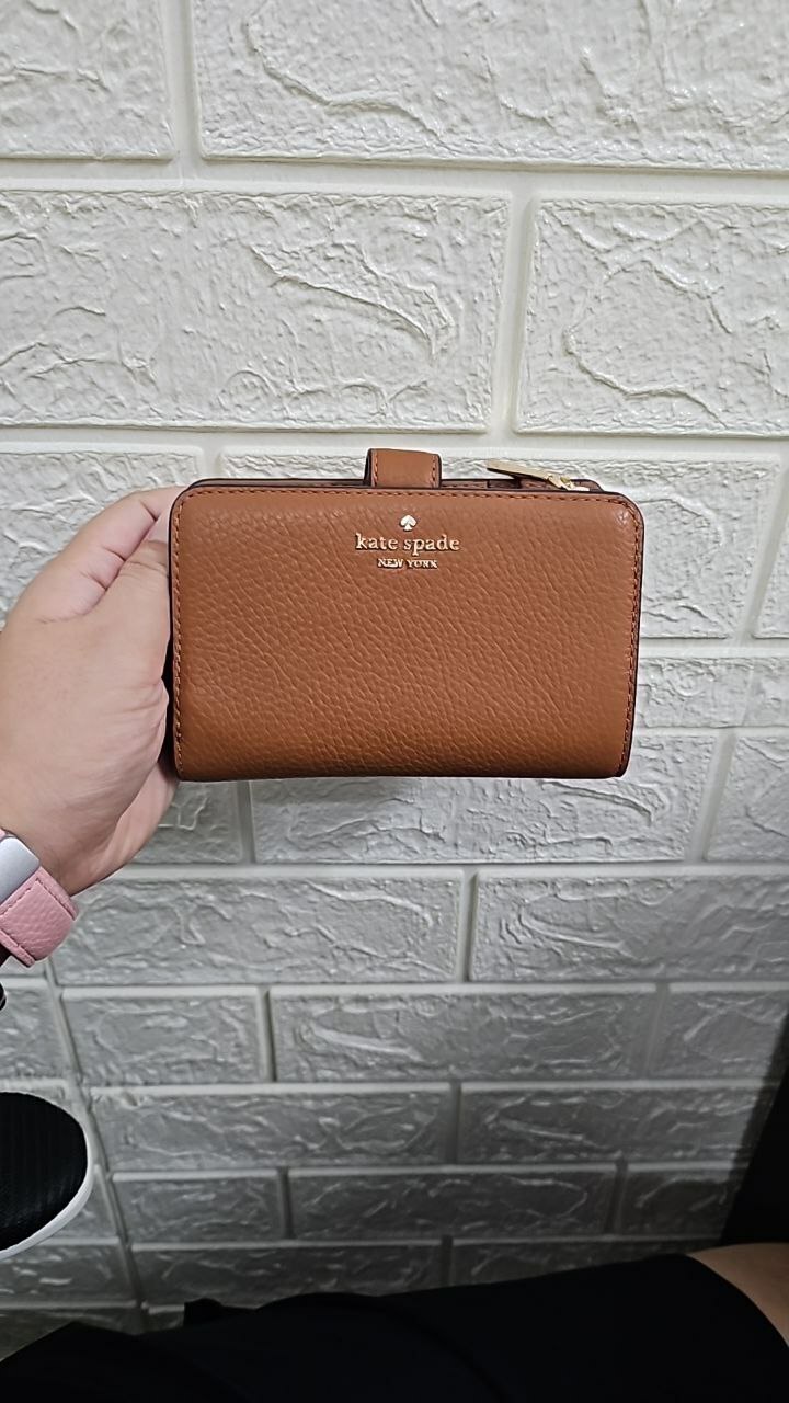 [S] KATE SPADE KH787 LENA MD COMPBIFOLD PEBBLED LEATHER,WARM GINGER, 196021506185 (SKS1373)