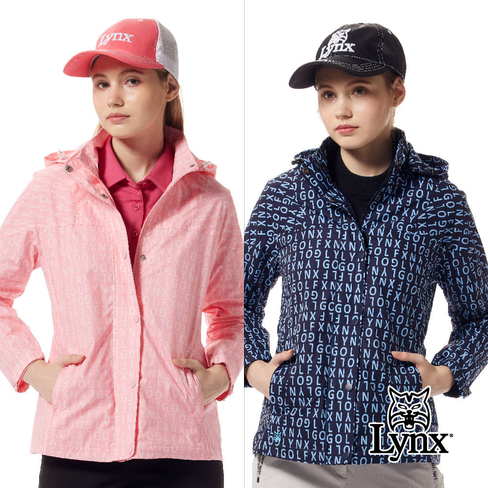 【Lynx Golf】保暖防潑水LOGO印花拉鍊口袋可拆式連帽外套