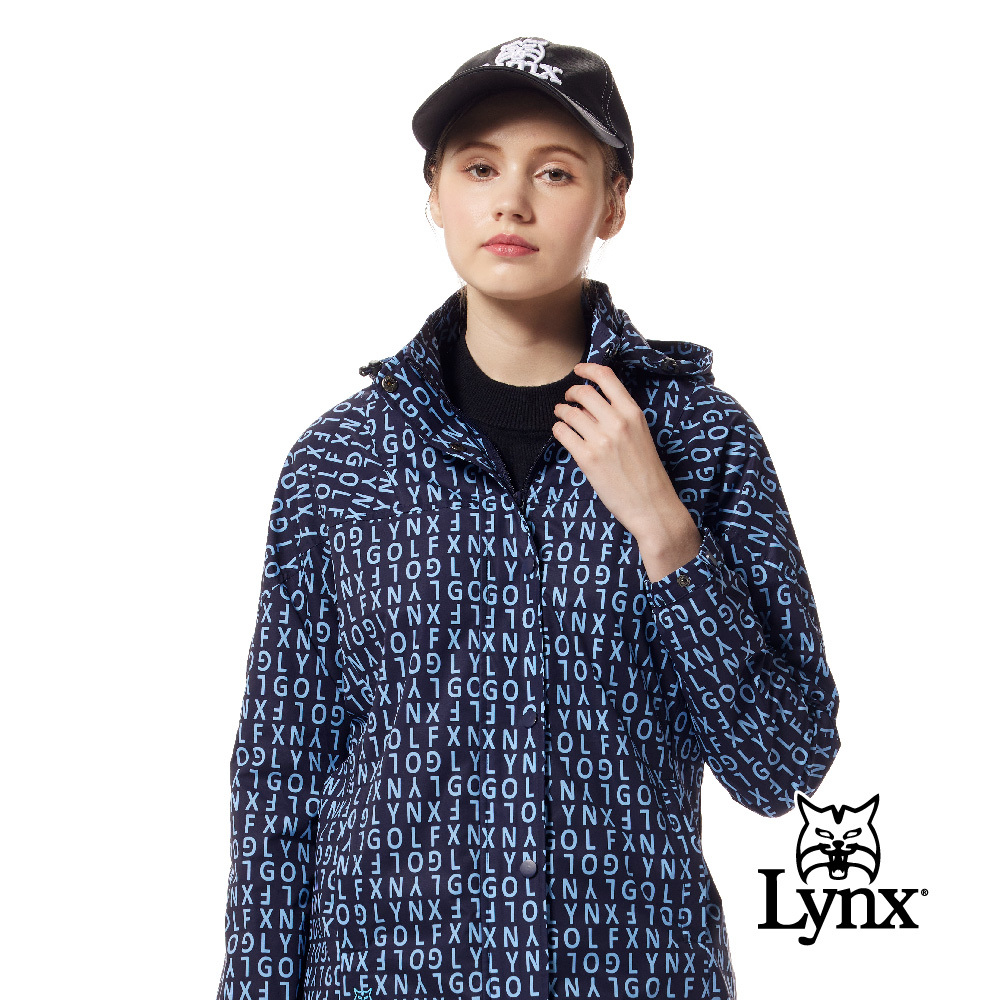 【Lynx Golf】保暖防潑水LOGO印花拉鍊口袋可拆式連帽外套