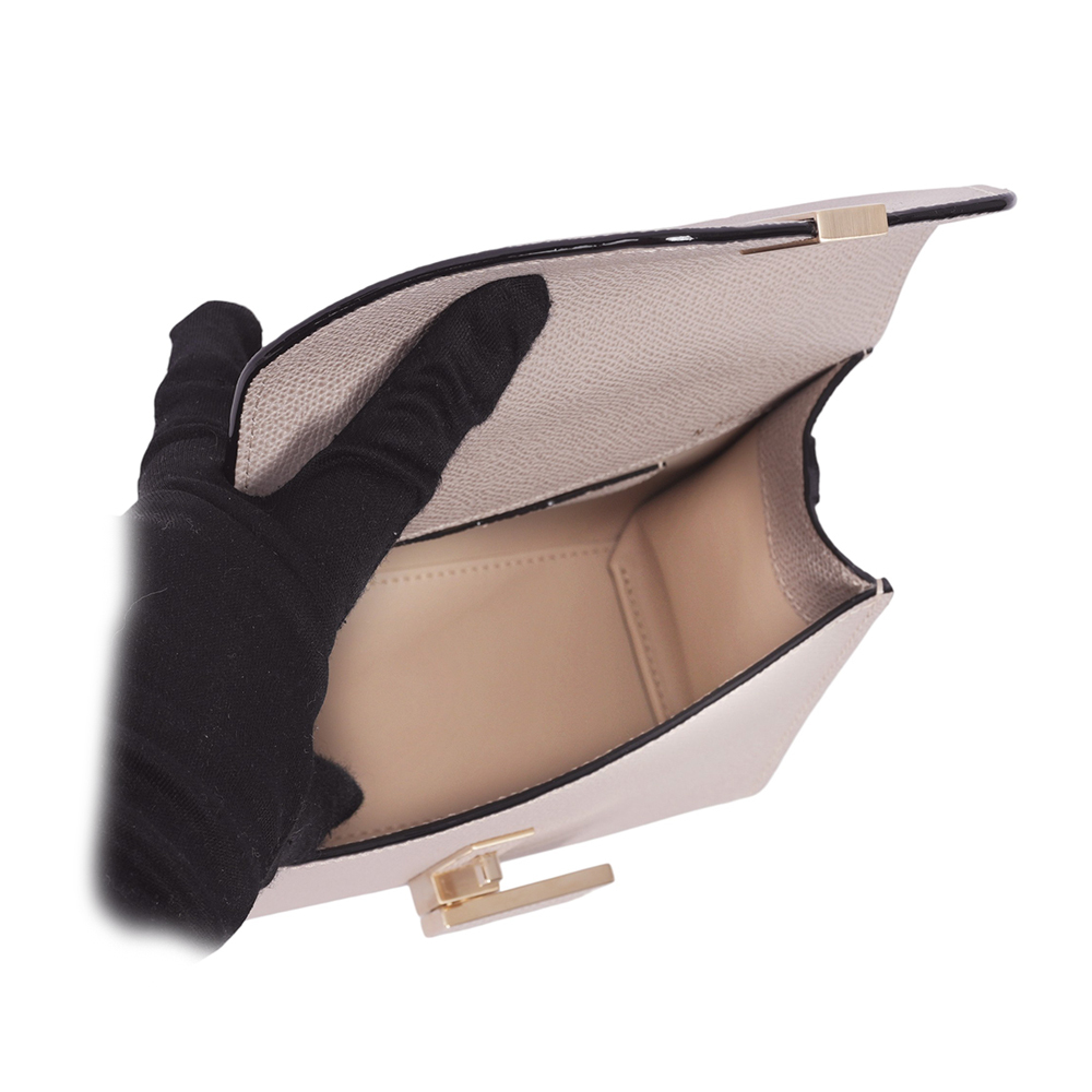 【Valextra】Iside 牛皮轉釦手提/斜背二用包(Micro)(裸粉色)WBES0022028LOC99PD