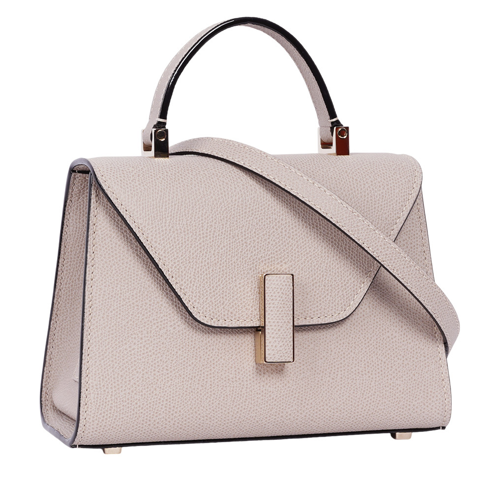 【Valextra】Iside 牛皮轉釦手提/斜背二用包(Micro)(裸粉色)WBES0022028LOC99PD