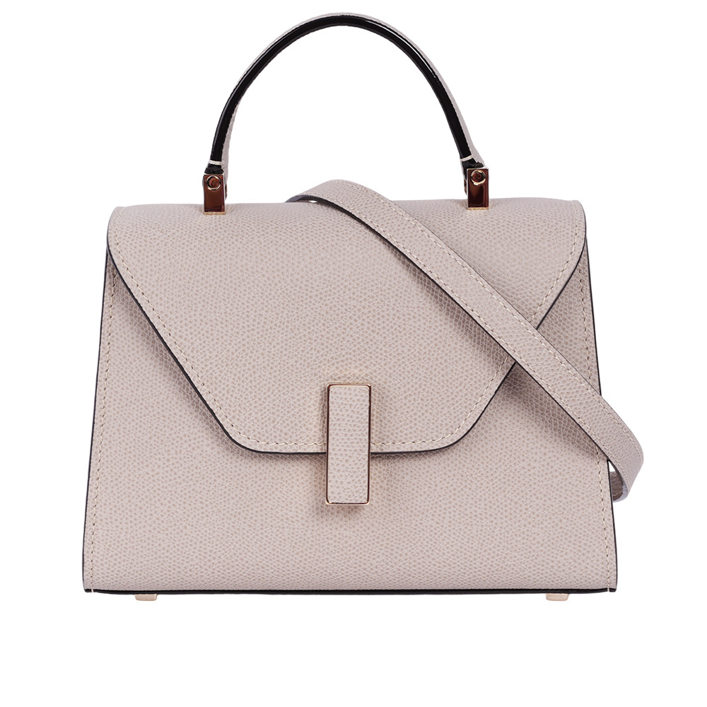 【Valextra】Iside 牛皮轉釦手提/斜背二用包(Micro)(裸粉色)WBES0022028LOC99PD