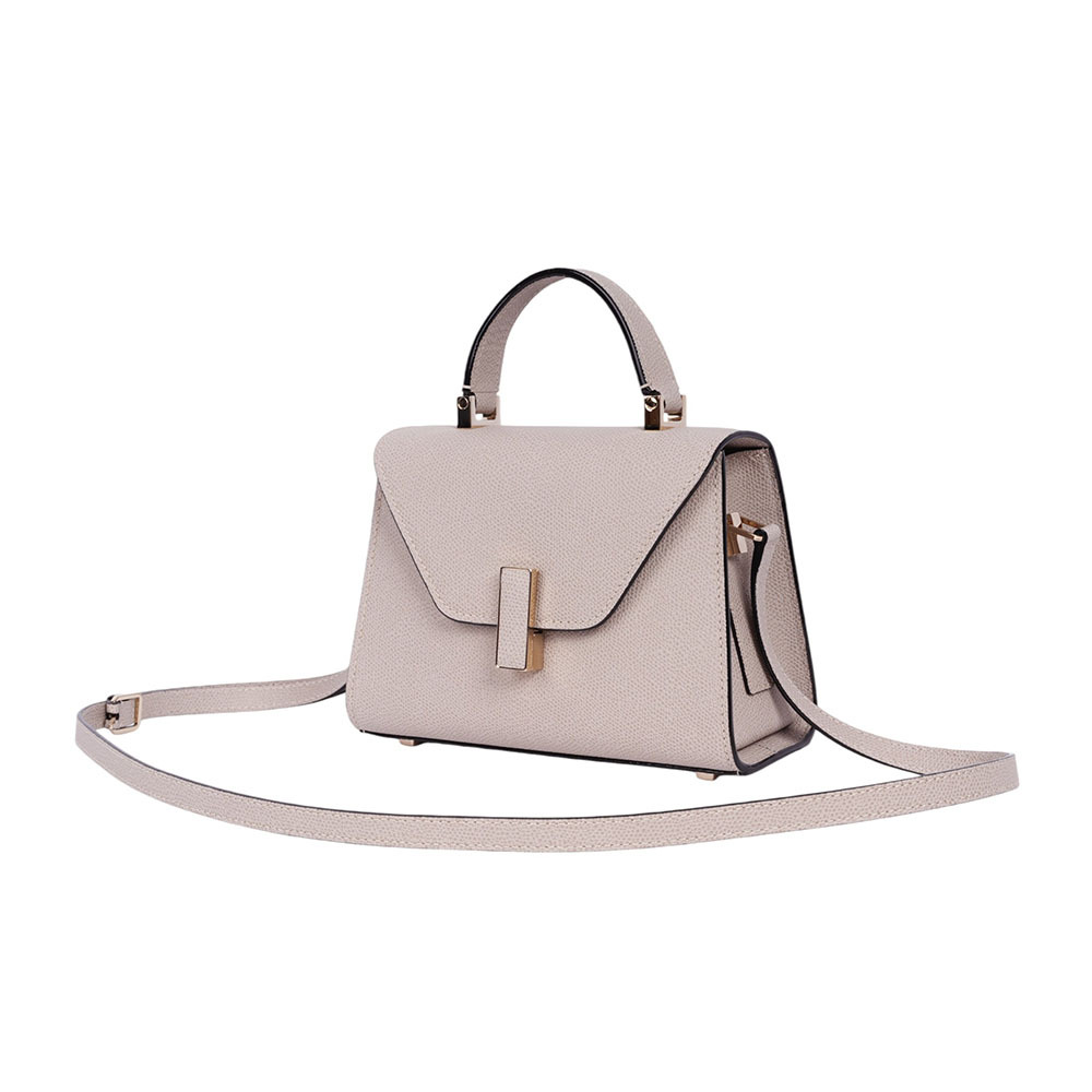 【Valextra】Iside 牛皮轉釦手提/斜背二用包(Micro)(裸粉色)WBES0022028LOC99PD