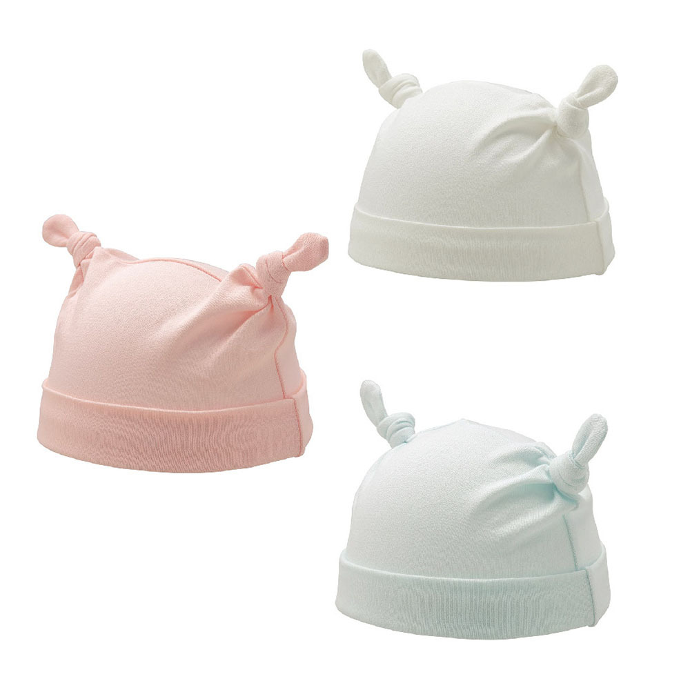 可愛造型嬰兒帽-白/粉/天藍