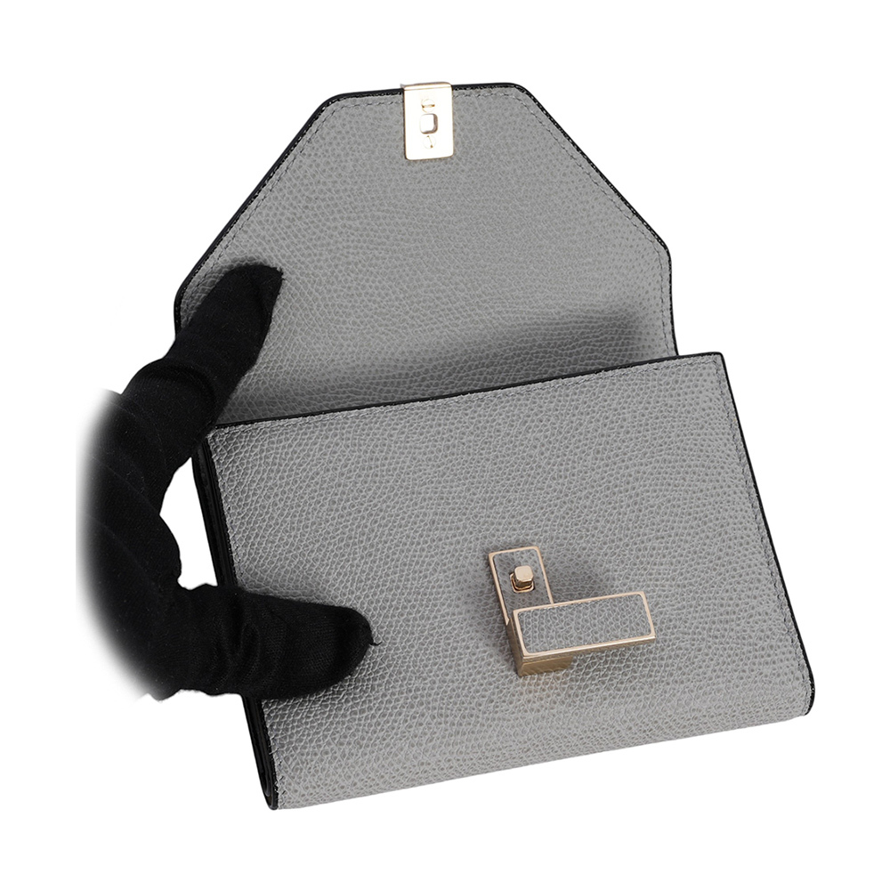 【Valextra】Iside 經典轉釦牛皮三折短夾(灰色)SGES0005028LOCPS99GC