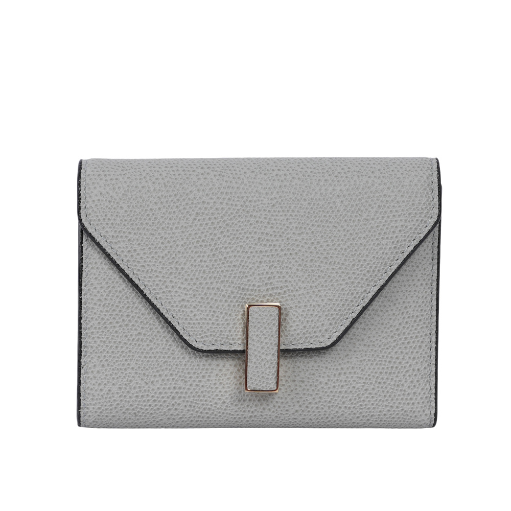 【Valextra】Iside 經典轉釦牛皮三折短夾(灰色)SGES0005028LOCPS99GC