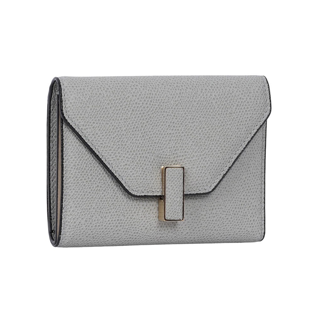 【Valextra】Iside 經典轉釦牛皮三折短夾(灰色)SGES0005028LOCPS99GC