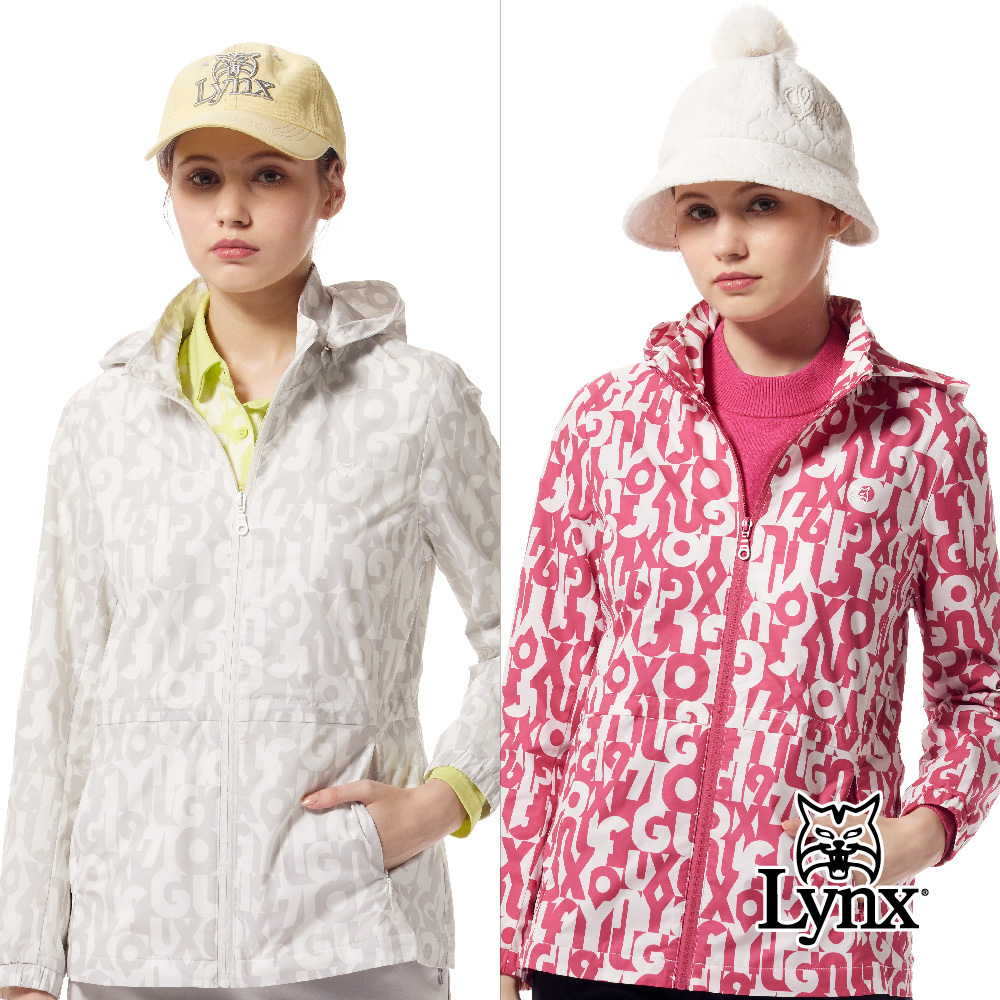 【Lynx Golf】保暖防潑水跳色LOGO印花拉鍊口袋可拆式連帽外套