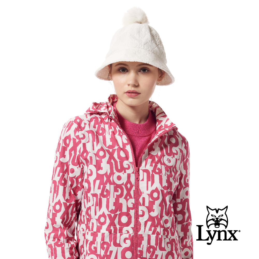 【Lynx Golf】保暖防潑水跳色LOGO印花拉鍊口袋可拆式連帽外套