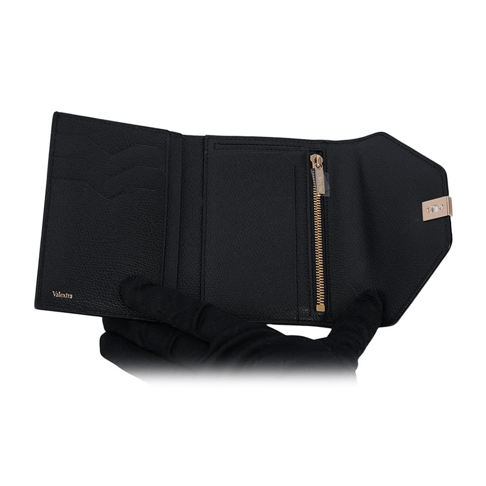 【Valextra】Iside 經典轉釦牛皮三折短夾(黑色)SGES0005028LOCPS99NN