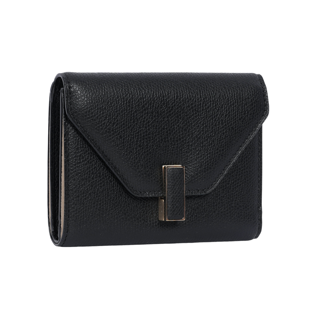 【Valextra】Iside 經典轉釦牛皮三折短夾(黑色)SGES0005028LOCPS99NN