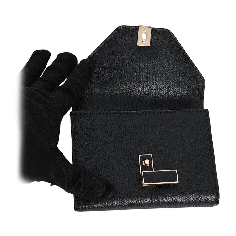 【Valextra】Iside 經典轉釦牛皮三折短夾(黑色)SGES0005028LOCPS99NN