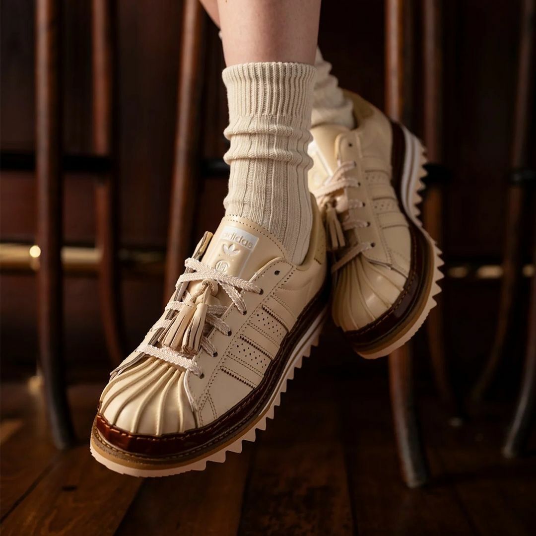 聯名款ADIDAS SUPERSTAR X CLOT 陳冠希牛津鞋鋸齒底焦糖底奶茶色