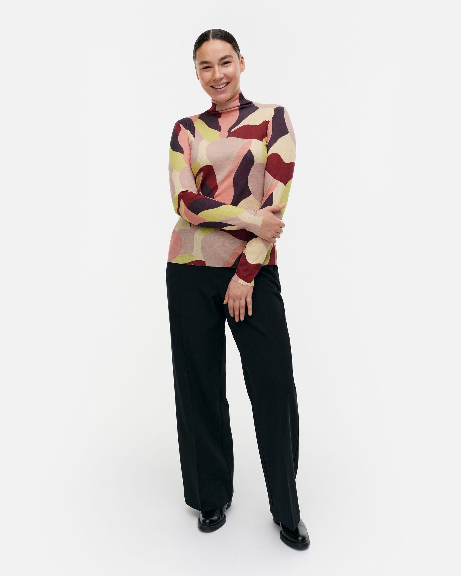 VEDUTA KAMELIA 羊毛印花高領上衣