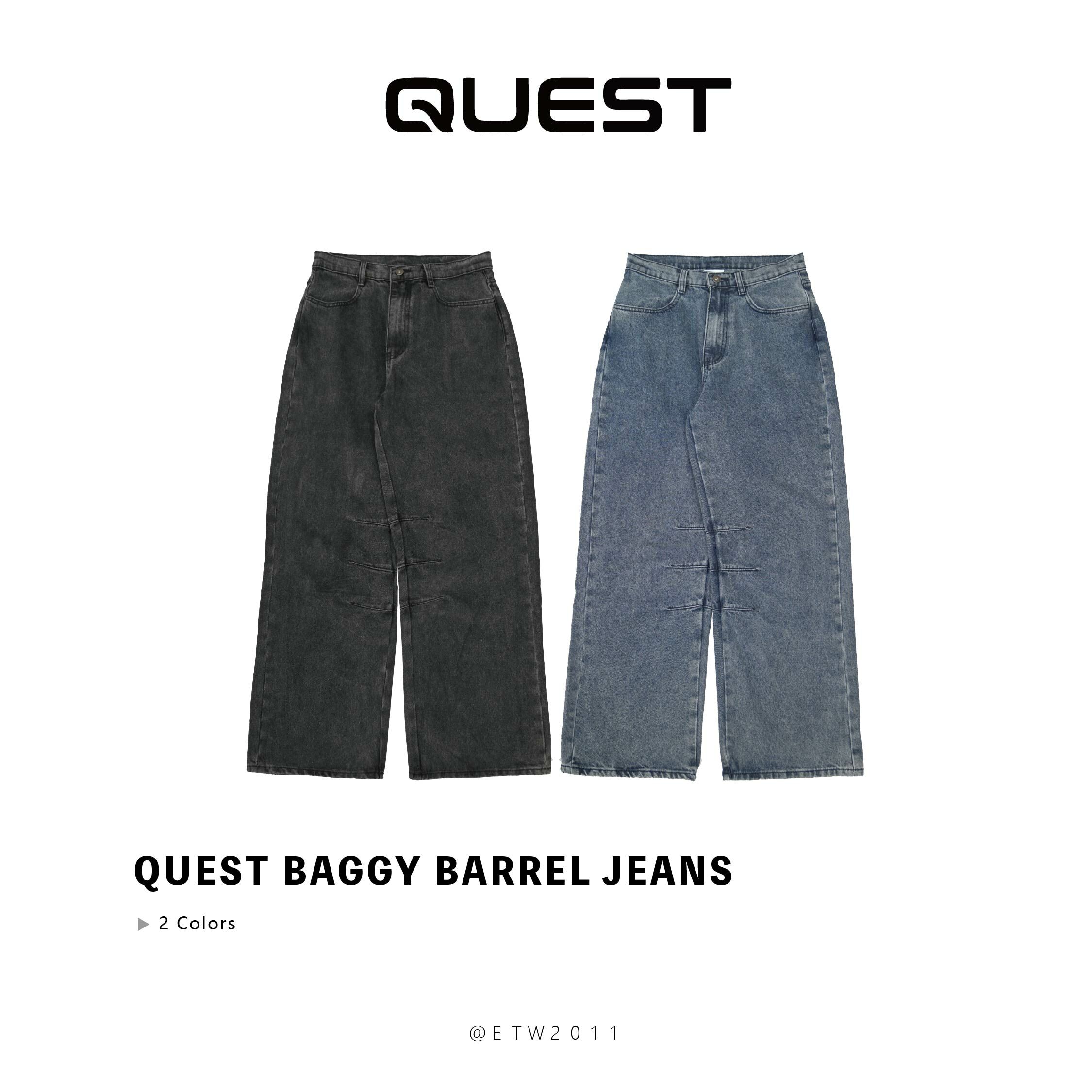 ☆ETW☆【EASY TO WEAR】QUEST Baggy Barrel Jeans 錐形堆疊 水洗 牛仔褲