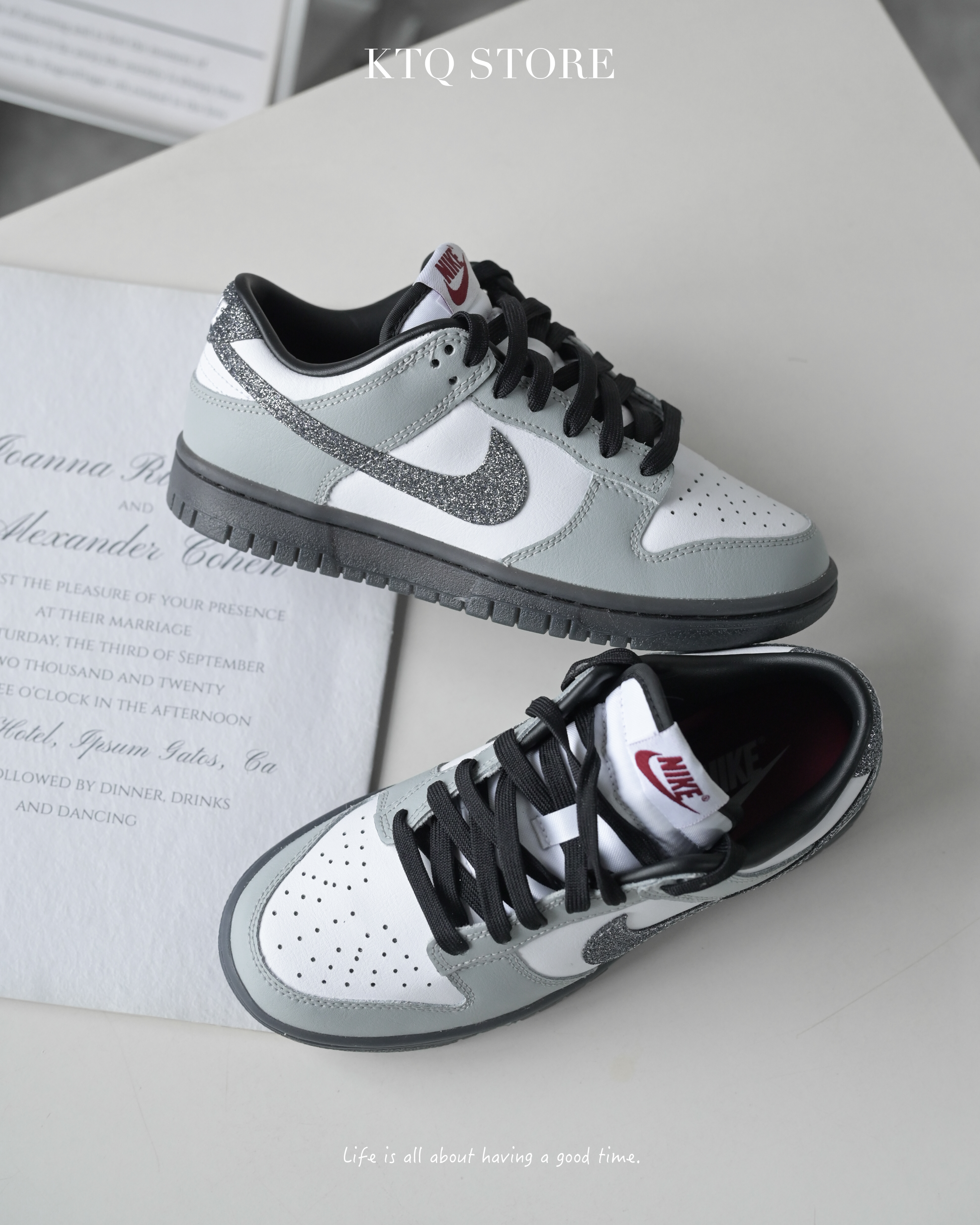 KTQ STORE ‧ Nike Dunk Low "Glitter Swoosh " 灰白 HQ3462-191
