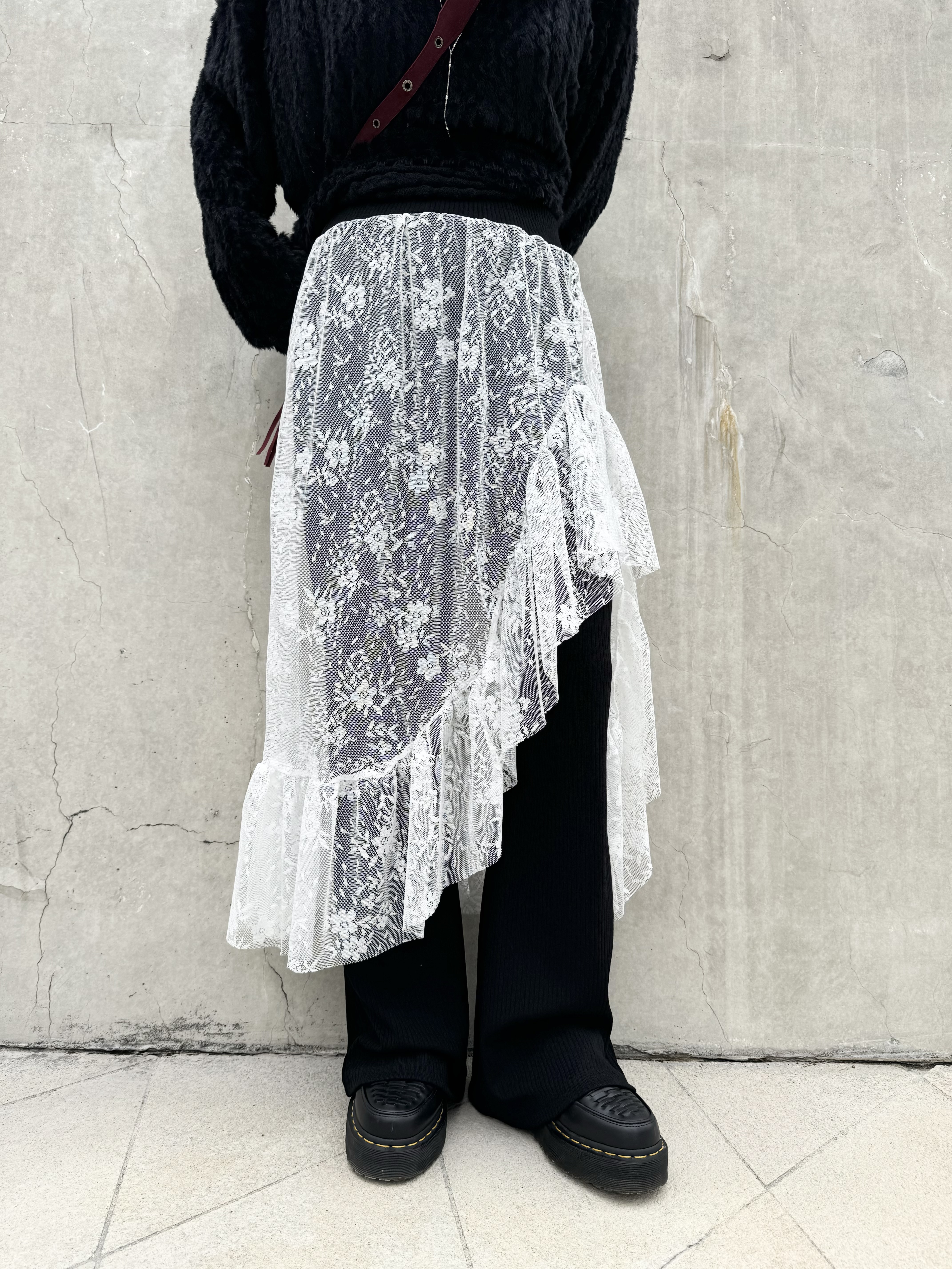 日系感！配LACE LAYER PANTS (BLACK)