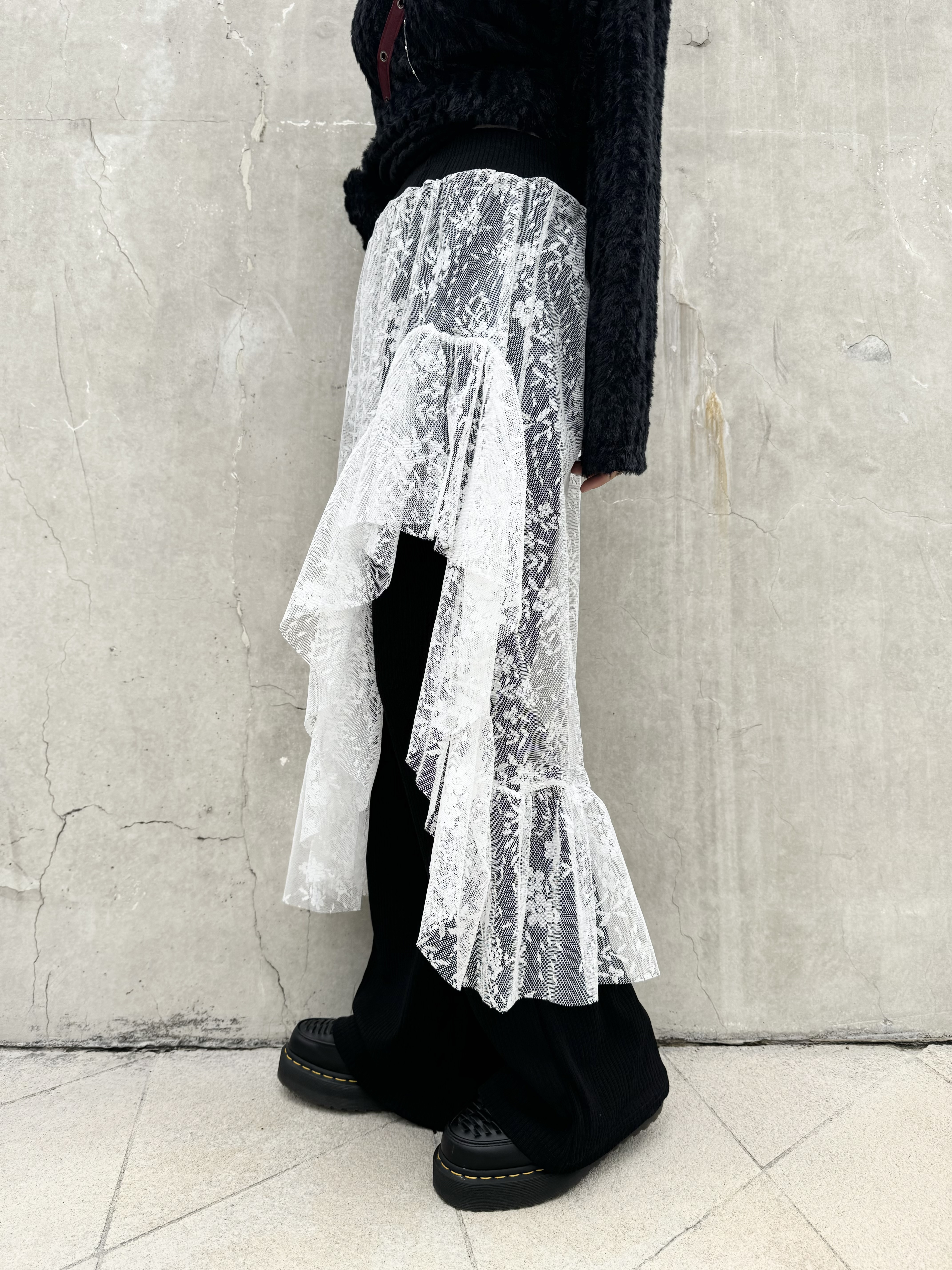 日系感！配LACE LAYER PANTS (BLACK)