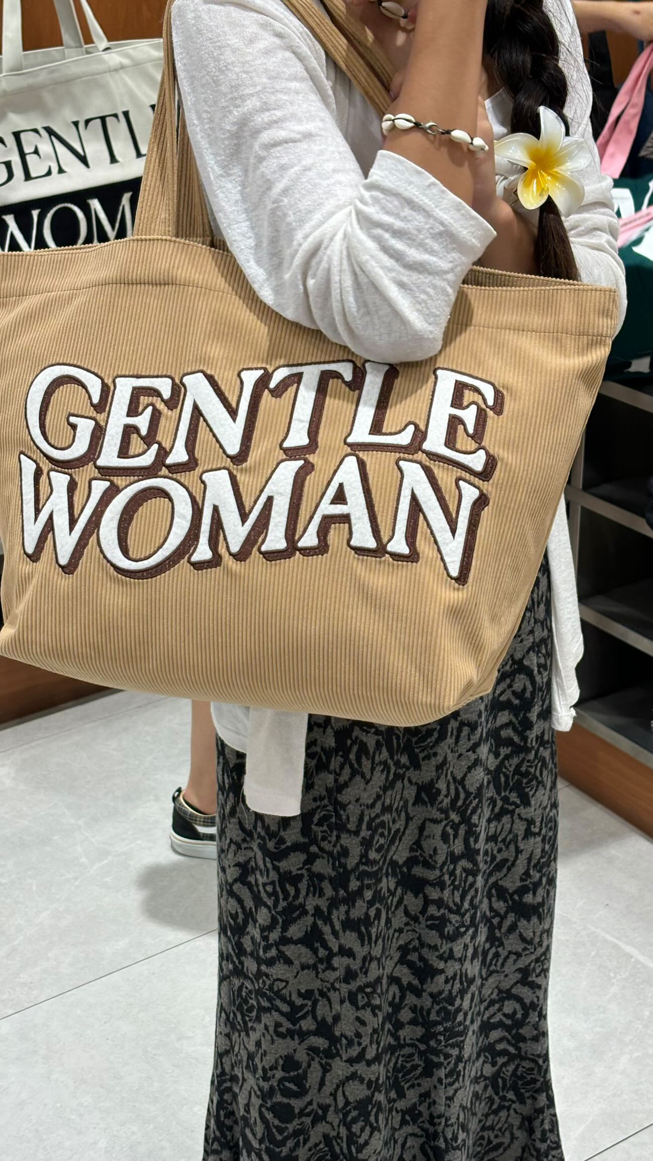 Gentle Woman Corduroy Tote Bag