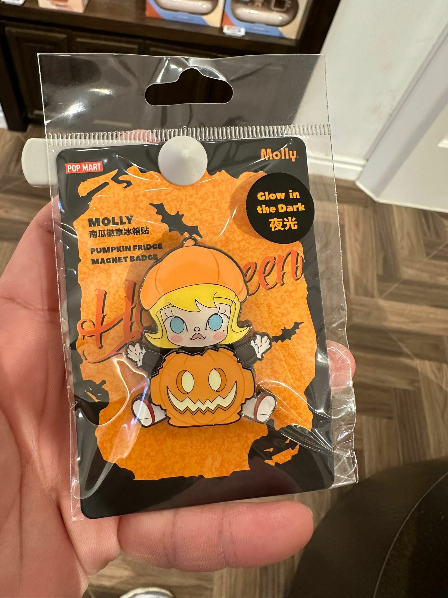POPMART LABUBU , MOLLY 夜光南瓜冰箱貼 (C10 PO928)