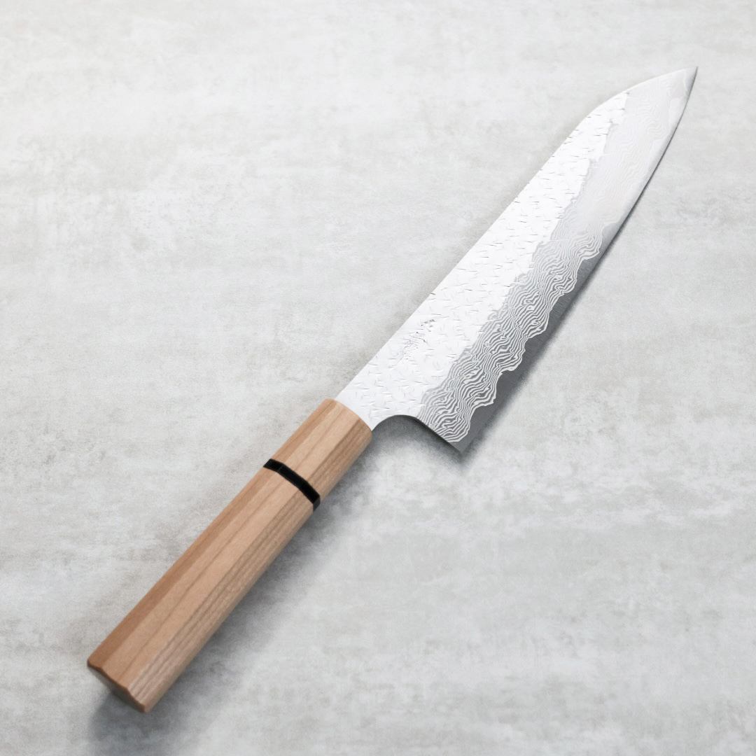 二唐刃物 牛刀 210mm SG Strix粉末HSS鋼 鎚目大馬士革