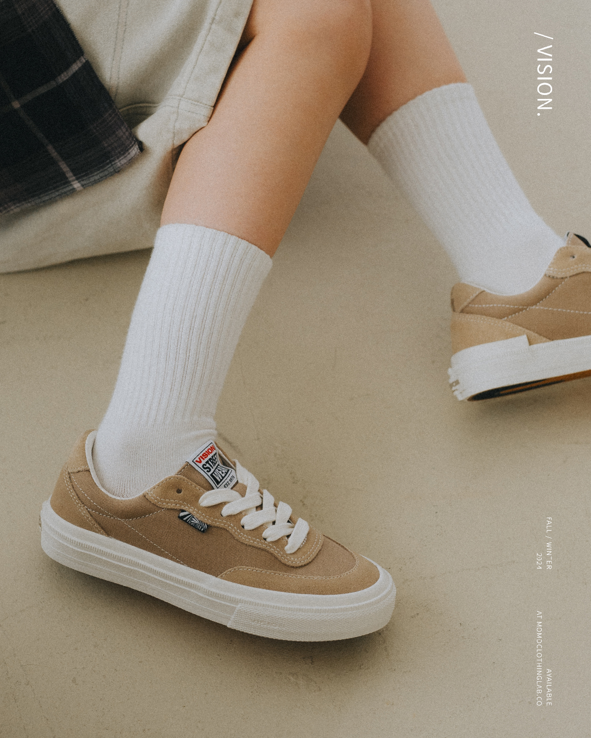 Vision Street Wear FLAT-TOP 復古街頭滑板鞋 奶茶色