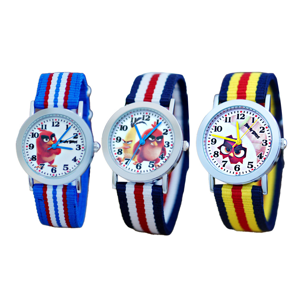 【兒童錶】憤怒鳥系列 大字體數字 日本機芯 帆布錶帶 生活防水 錶徑34mm 兒童錶