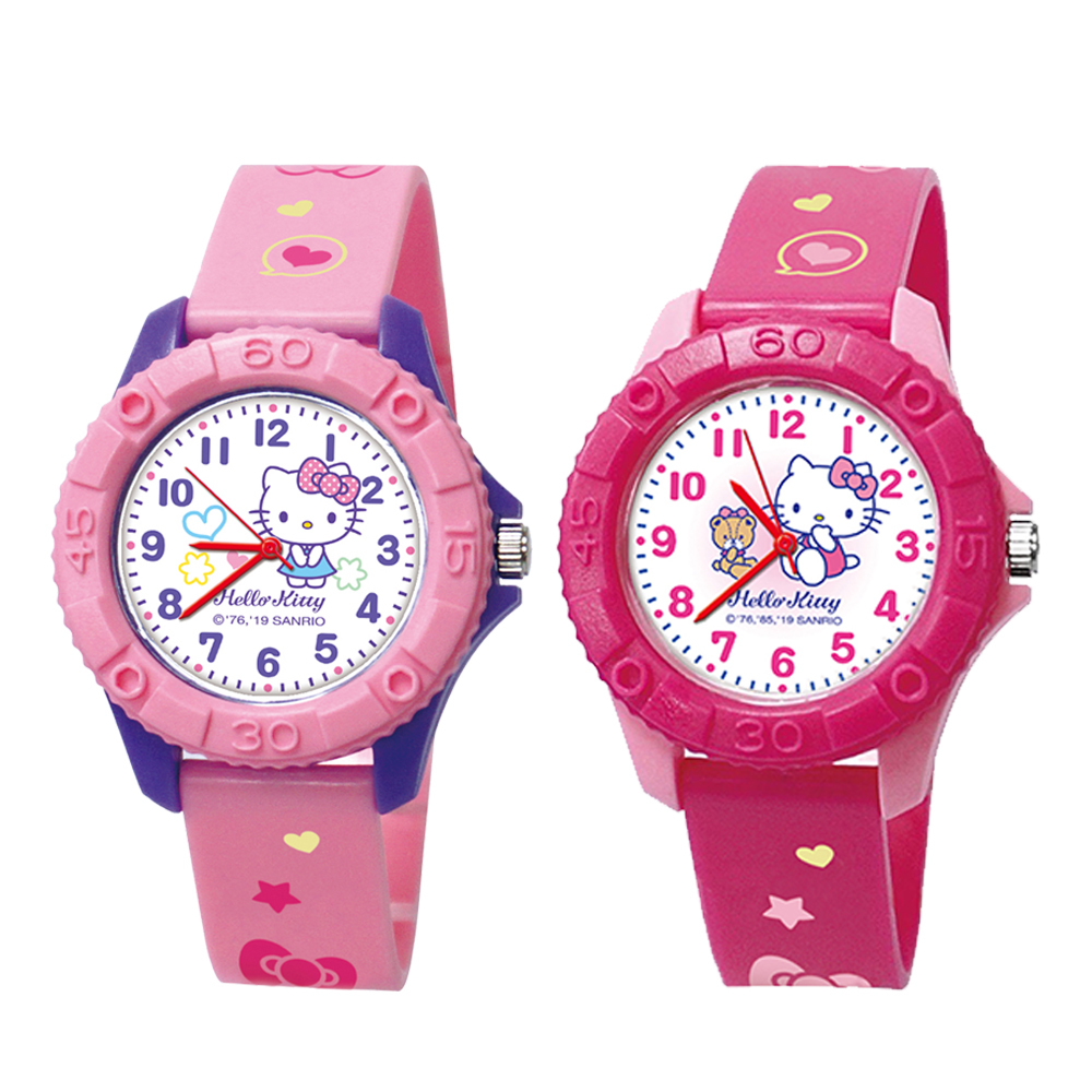 【兒童錶】SANRIO 三麗鷗 KITTY 凱蒂貓 粉色 可愛 卡通 繽紛 亮麗 時尚 搭配 雙色 膠錶 手錶