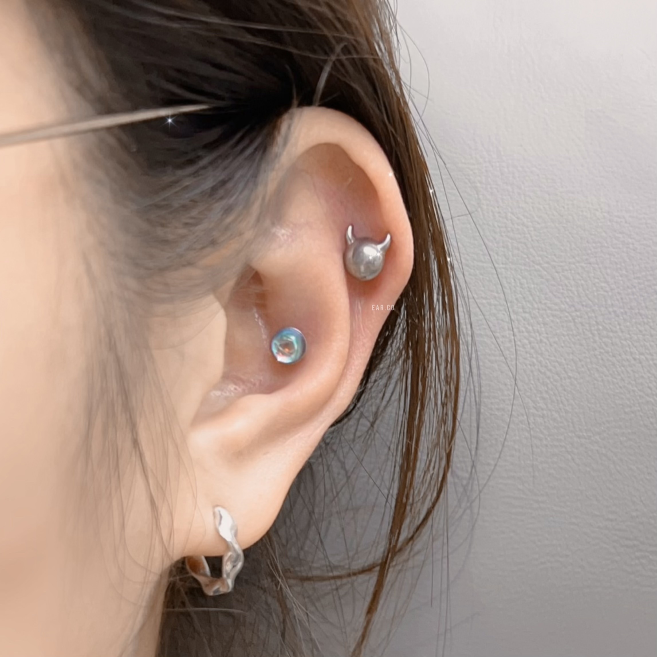 惡魔頭平頭耳門/耳珠/耳骨釘 [G23 Titanium]