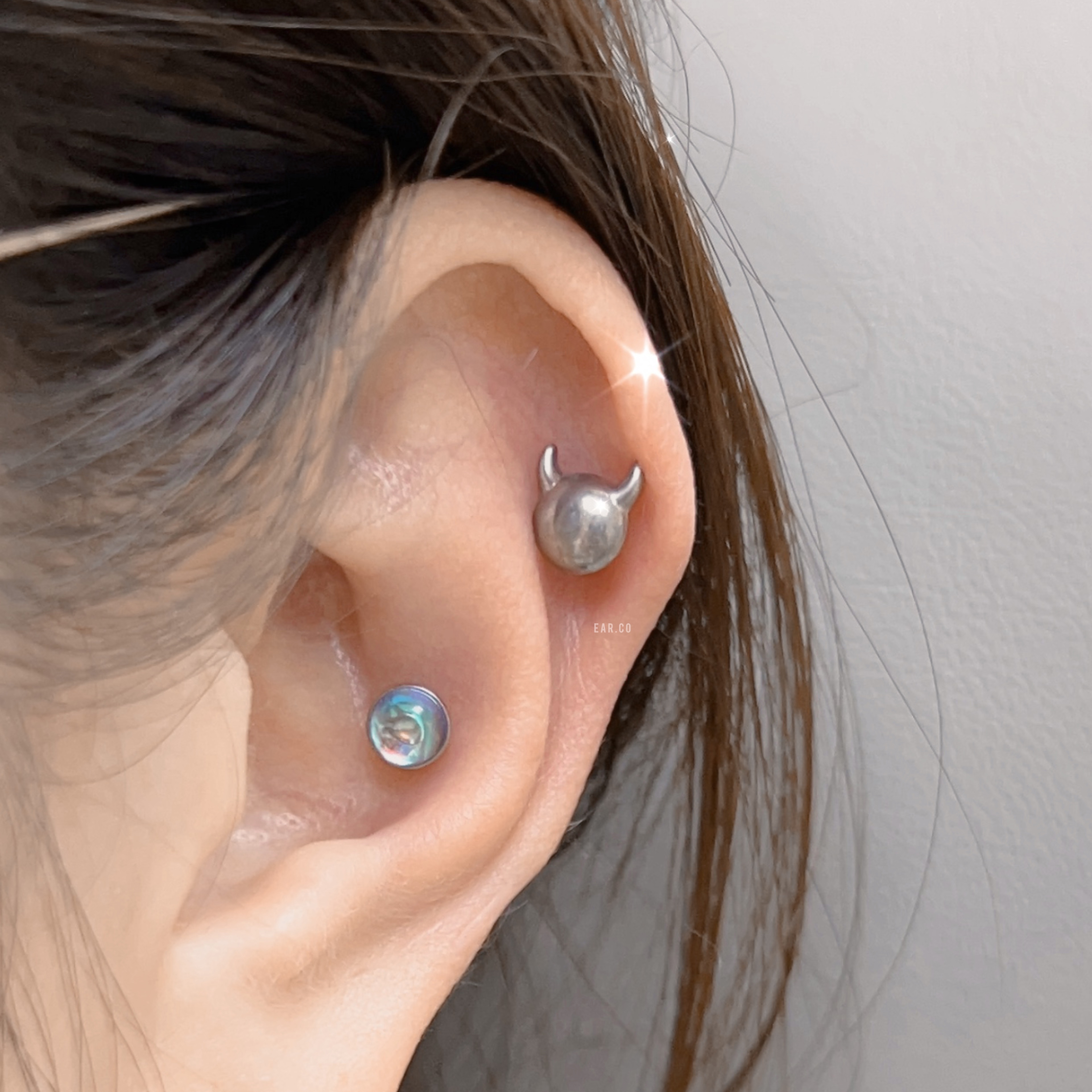 惡魔頭平頭耳門/耳珠/耳骨釘 [G23 Titanium]