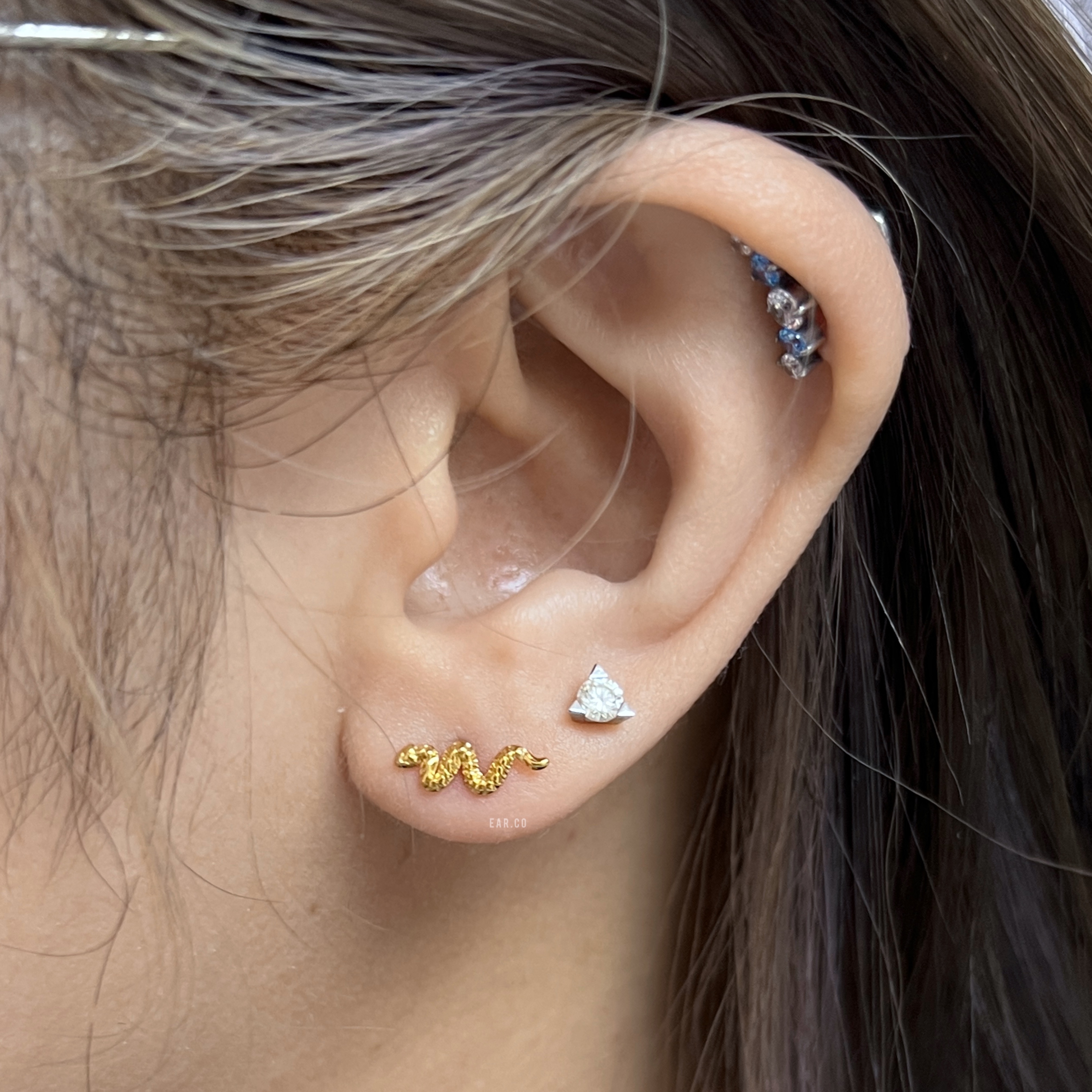 小蛇仔平頭耳門/耳珠/耳骨釘 [G23 Titanium]