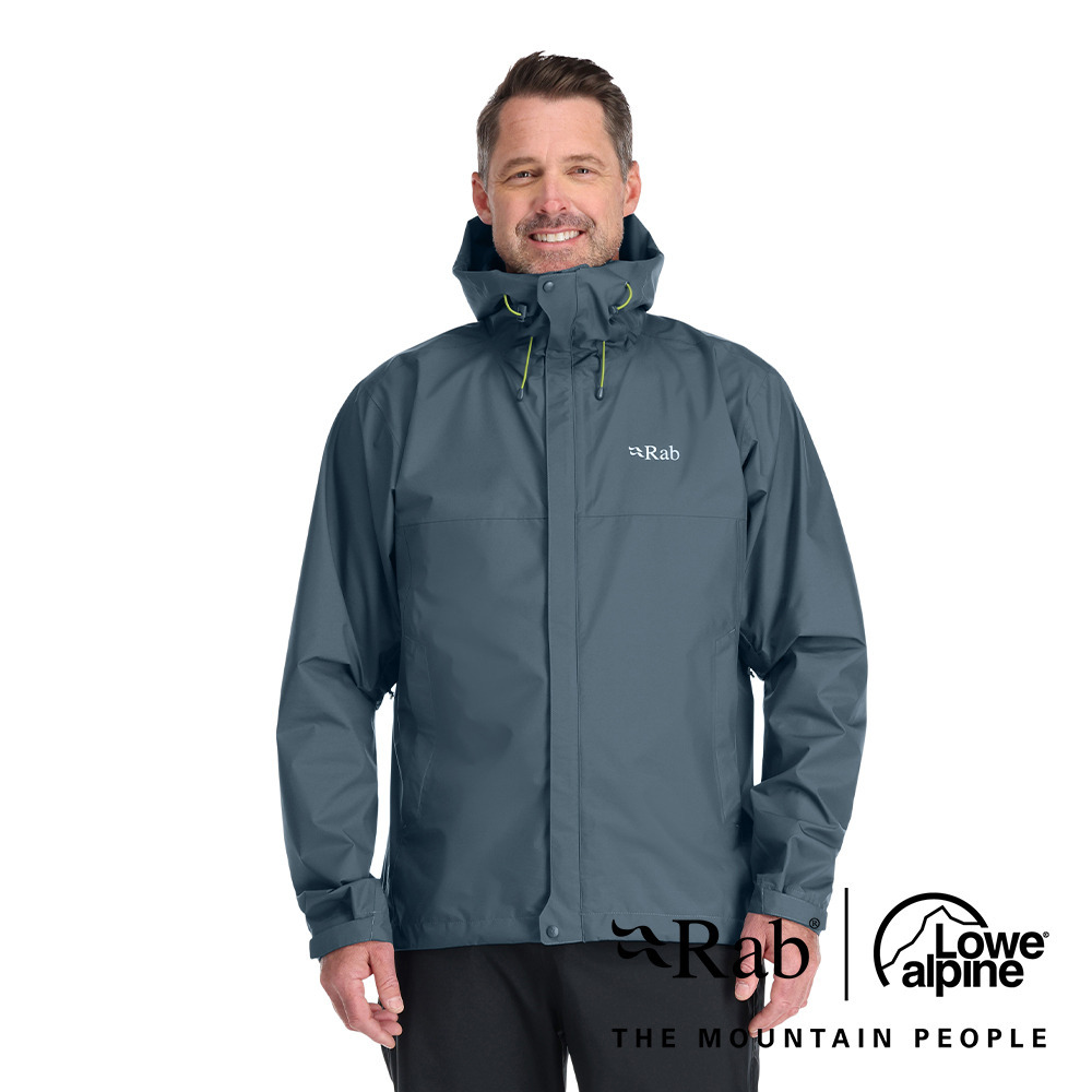 Rab Men's Downpour Eco Waterproof Jacket 男款輕量防風防水連帽外套 獵戶藍 QWG-82-ORB [HappyOutdoor]