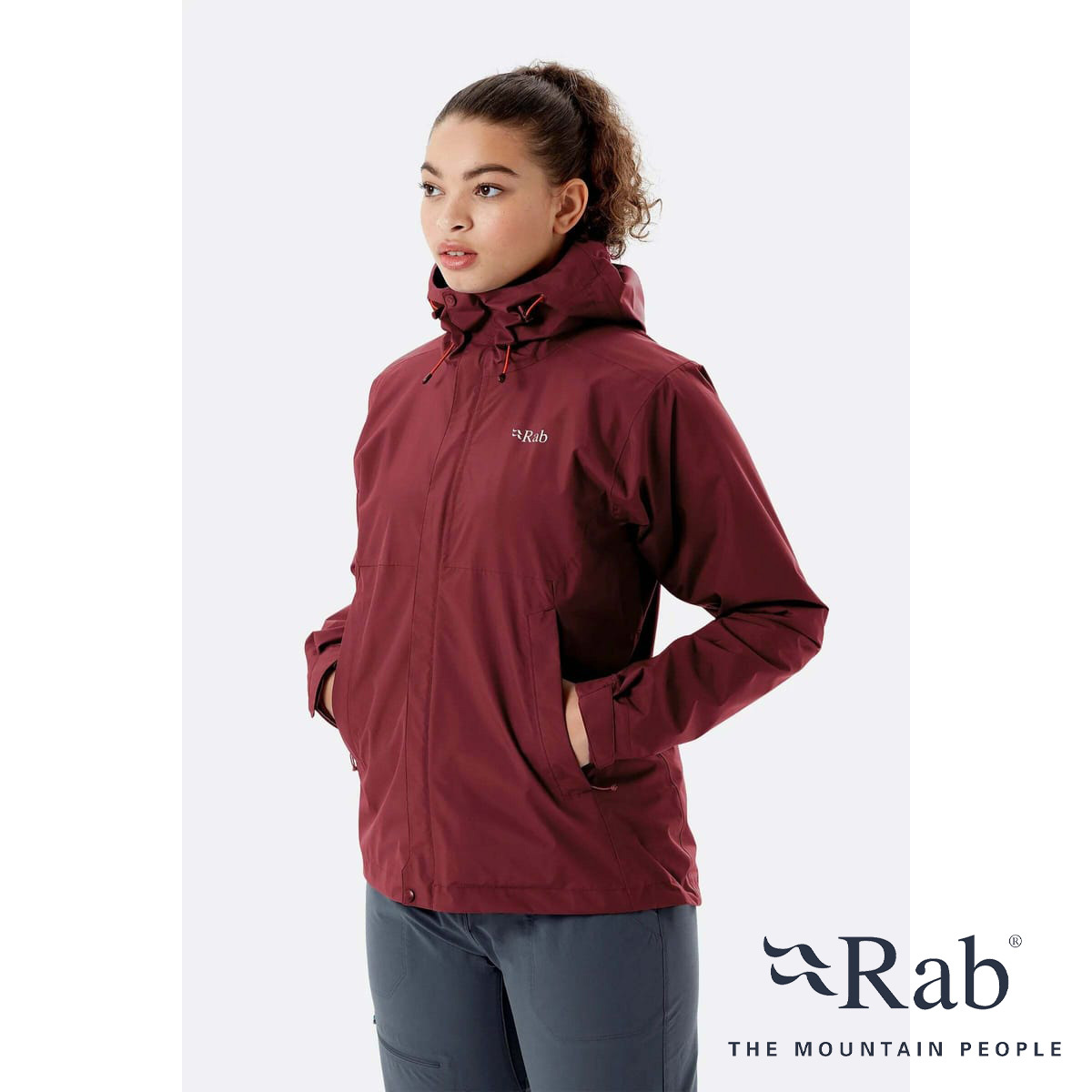 Rab Women's Downpour Eco Waterproof Jacket 女款輕量防風防水連帽外套 深石楠 QWG-83-HD [HappyOutdoor]