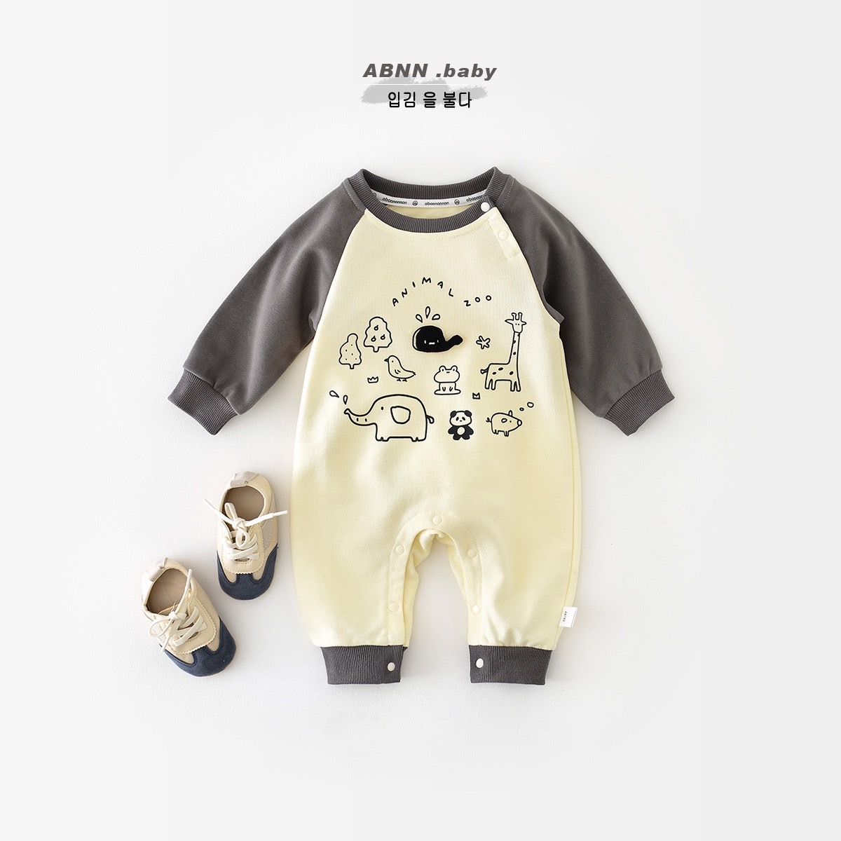 小動物插畫拼袖爬服