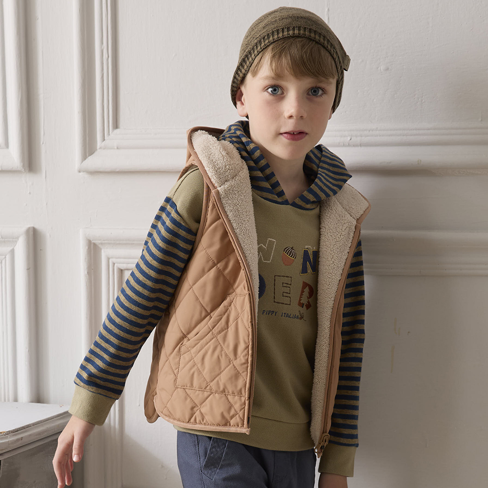 PIPPY 條紋字母連帽上衣 綠