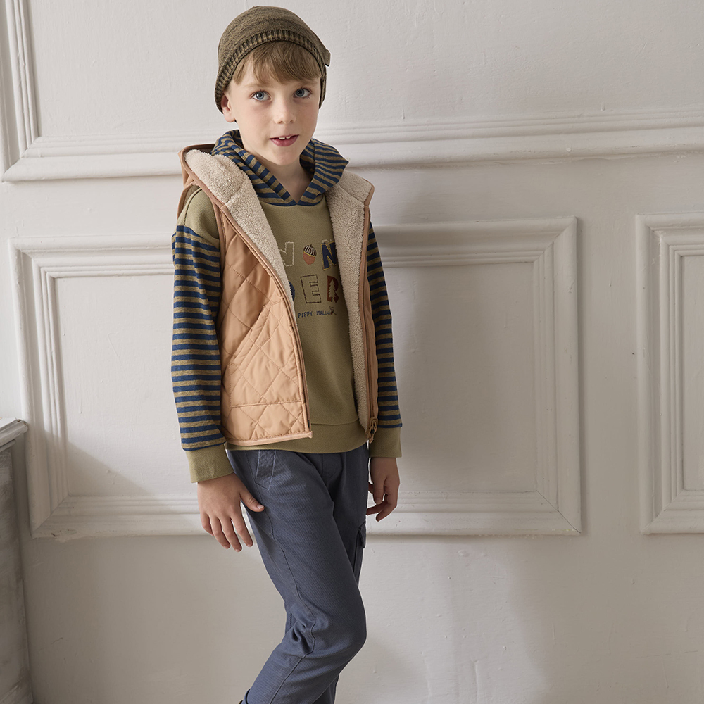 PIPPY 條紋字母連帽上衣 綠