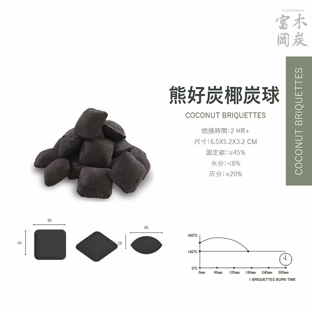 富岡木炭 100%天然椰炭球 4KG