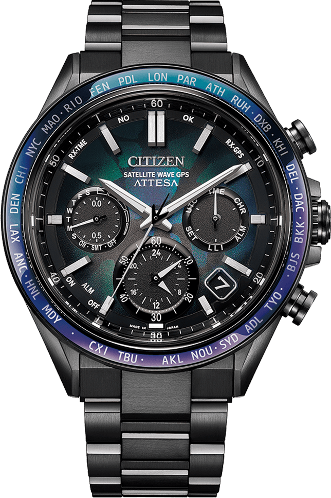萬年鐘錶 - Citizen 星辰錶  ATTESA 宇宙幻彩限定款鈦金屬光動能GPS衛星對時男錶 CC4057-60E 錶徑44.6MM