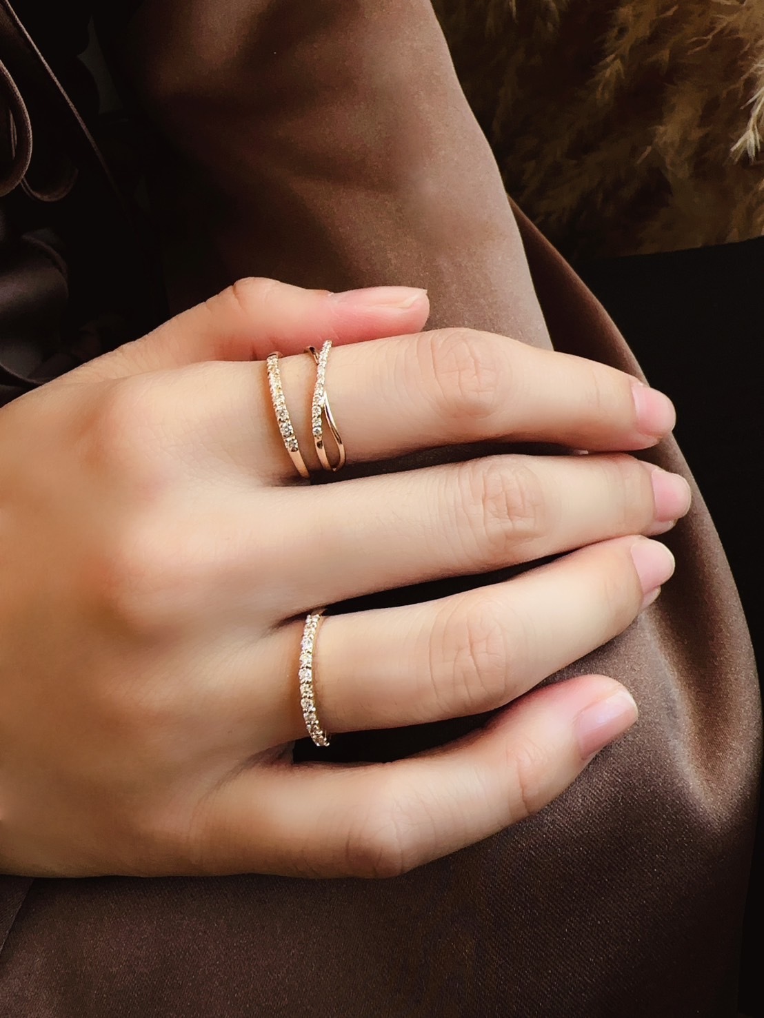 0.20ct立體排鑽戒指