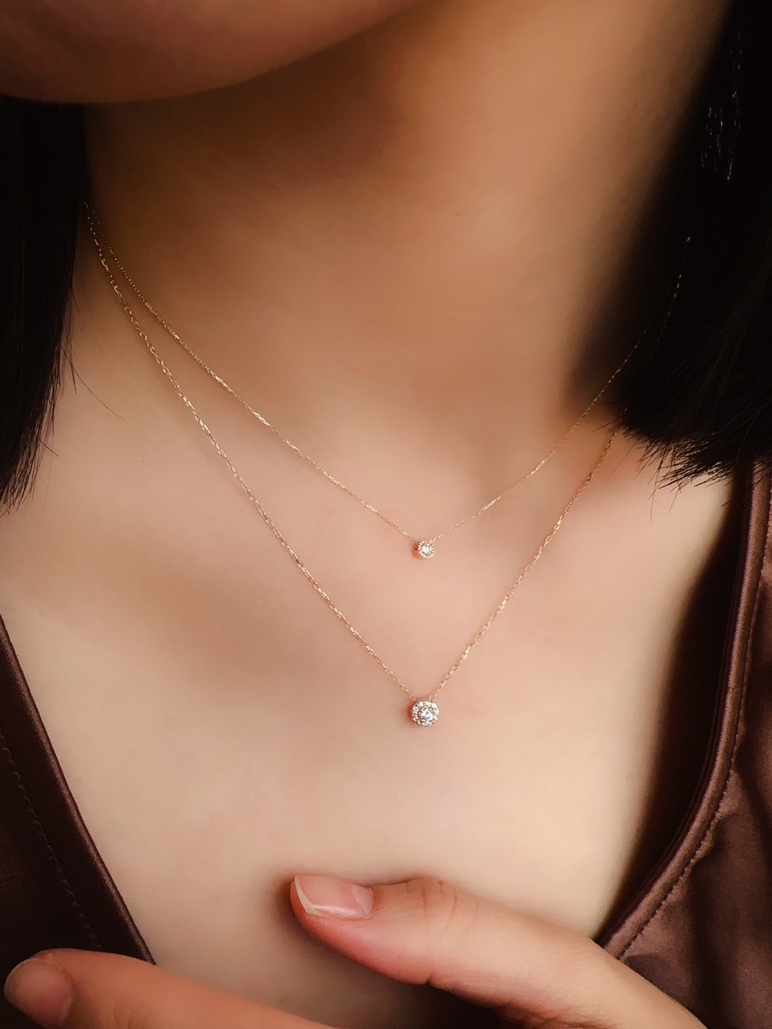 圓珠單鑽項鍊