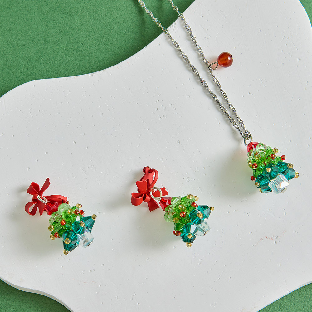 O'Pretty 歐沛媞 重工高級感聖誕系列-無痛耳夾/水波鏈項鍊